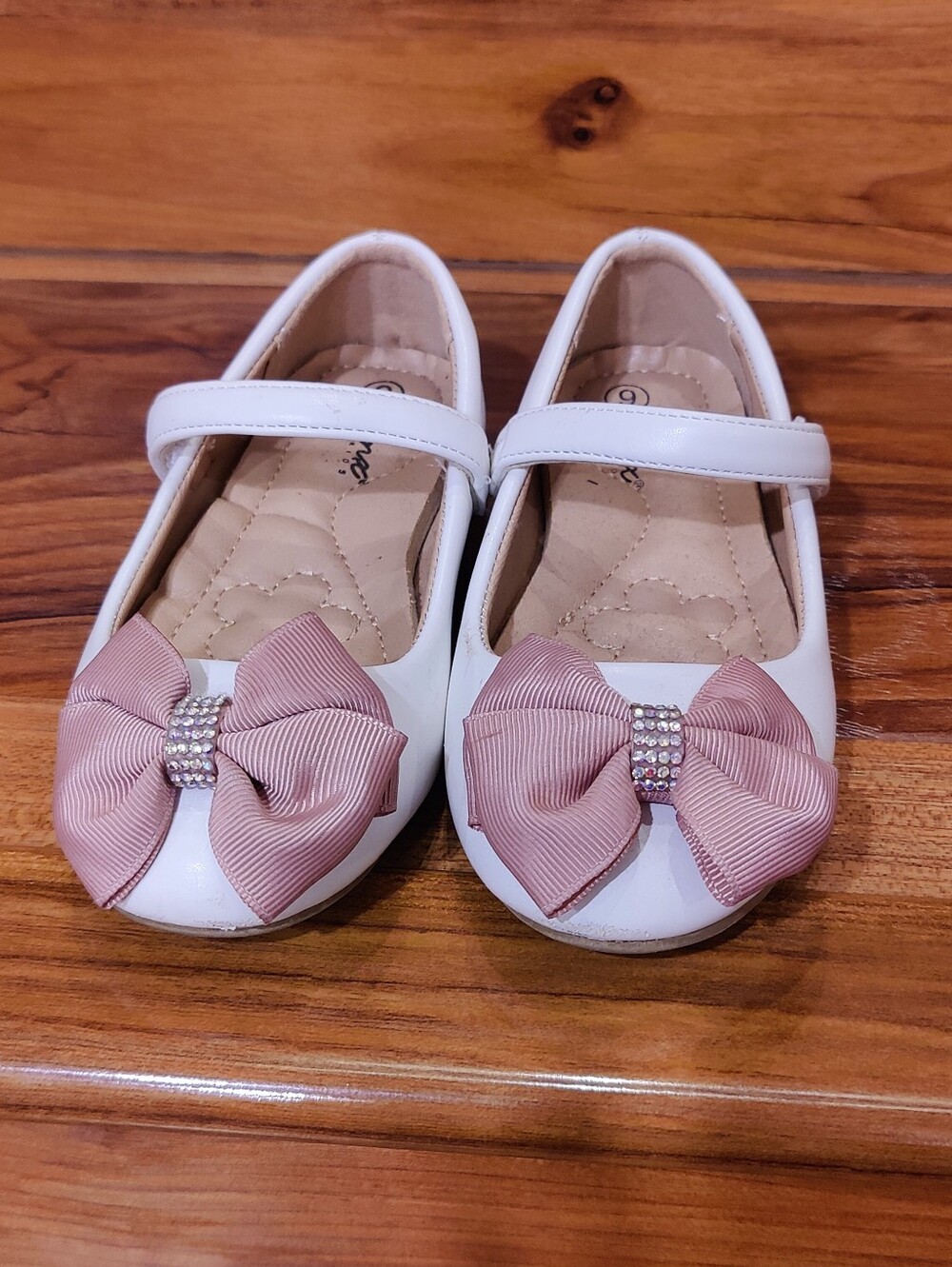 White And Pink Bow Tie Toddler Girls Maryjane Flats Shoes